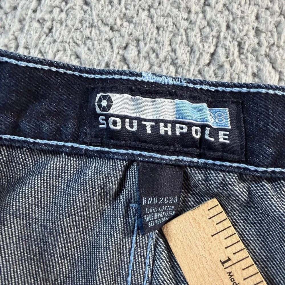 Southpole Mens Baggy Denim Carpenter Shorts Indigo Blue Y2K Hip Hop Size 38